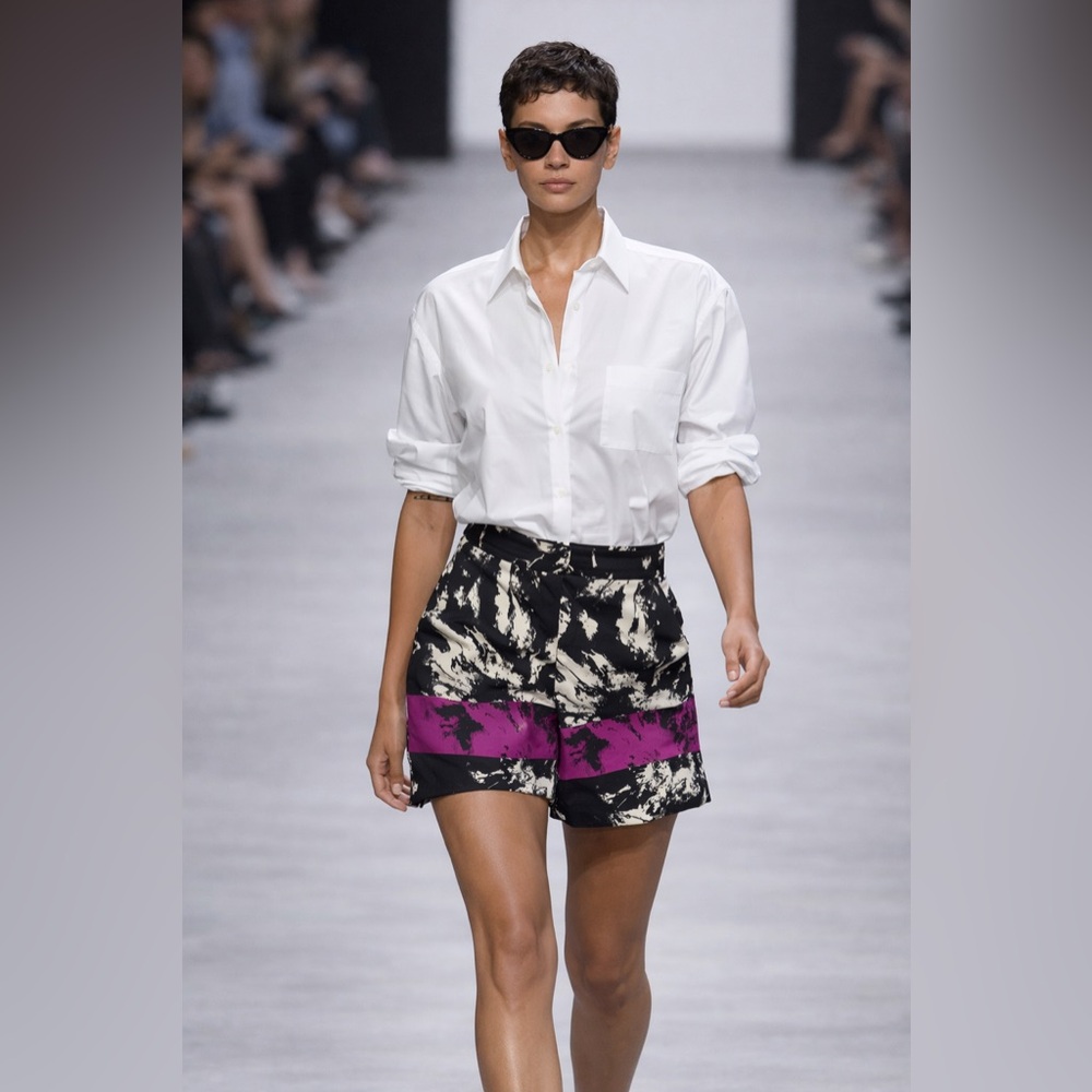 ALEXANDER WANG Runway Geometric Bermuda Shorts Black White Purple Size 2
